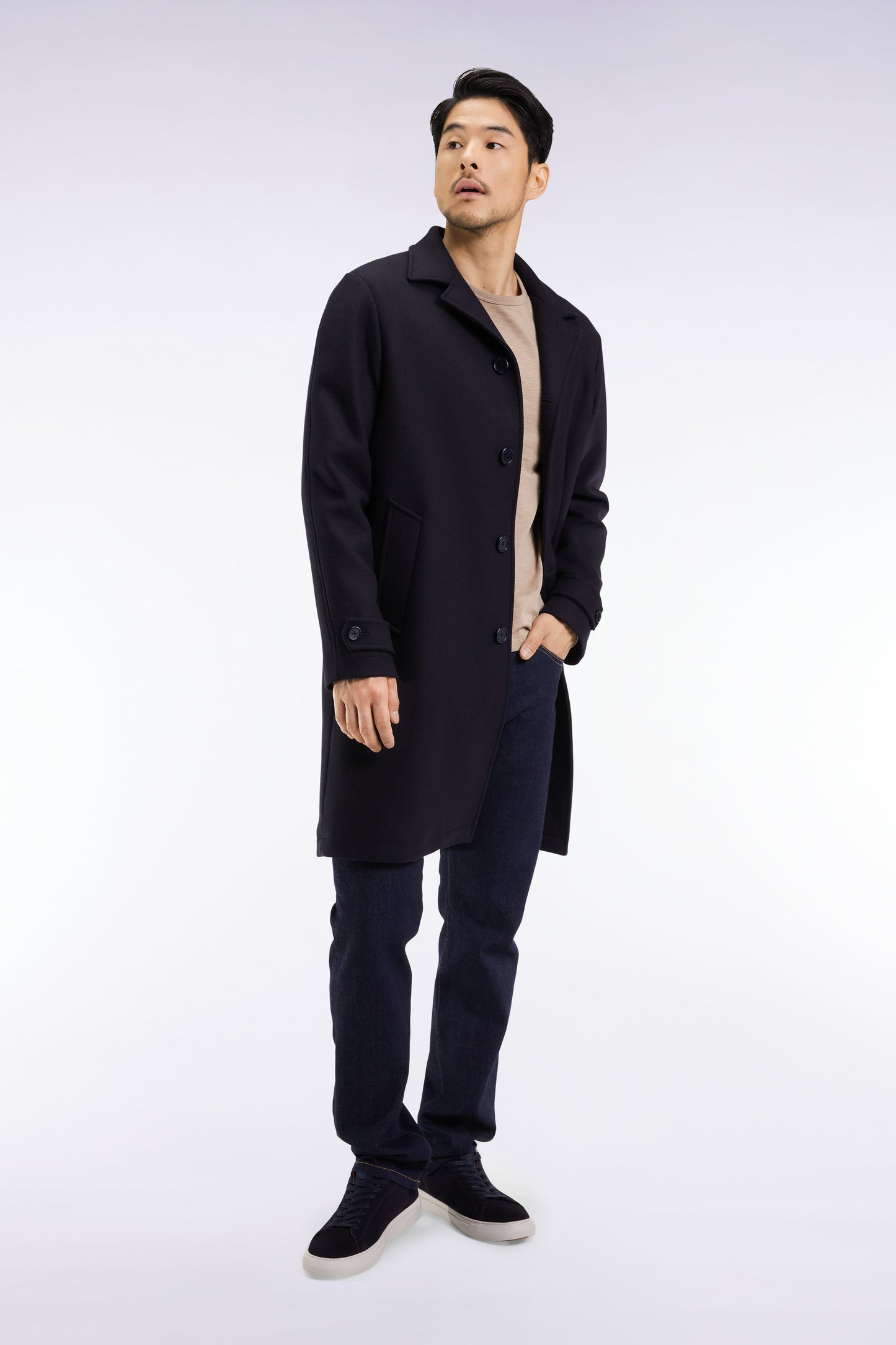 Manteau en laine mélangée marine