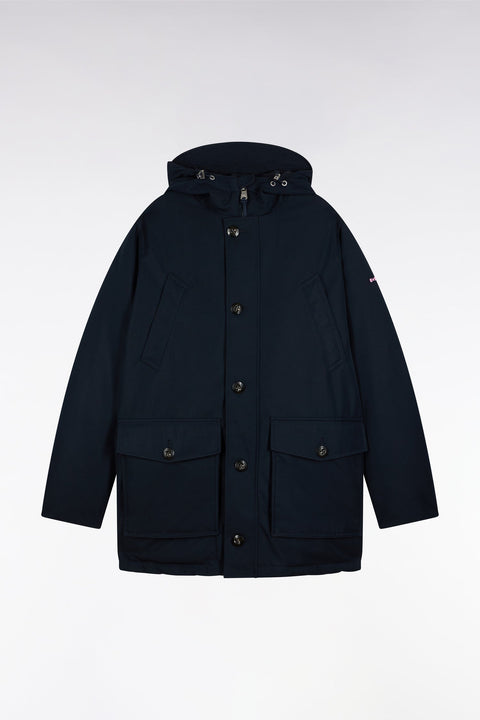 Parka courte en nylon marine à poches plaquées - Image 2