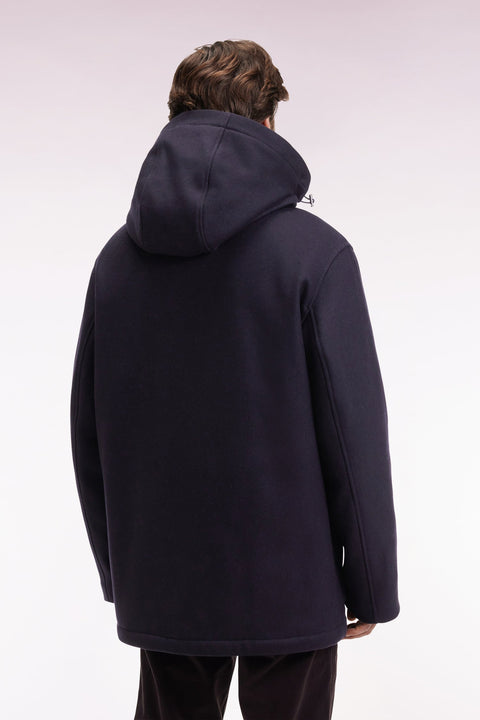 Parka courte en laine et cachemire marine capuche amovible - Image 3