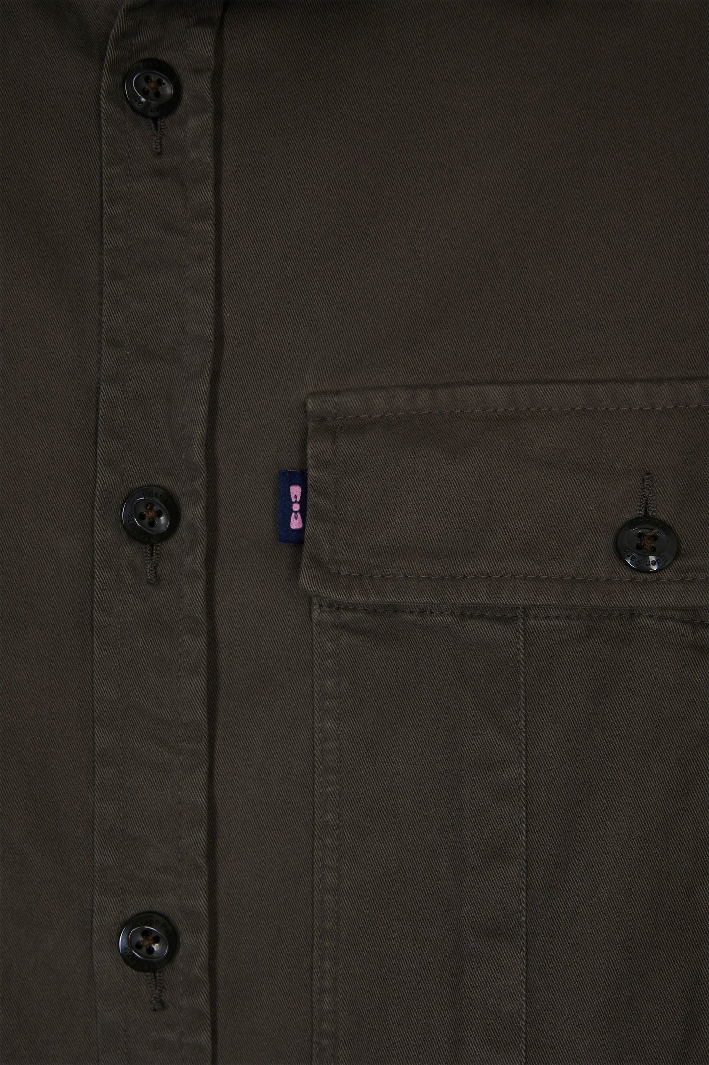 Surchemise en twill de coton stretch kaki à poches plaquées