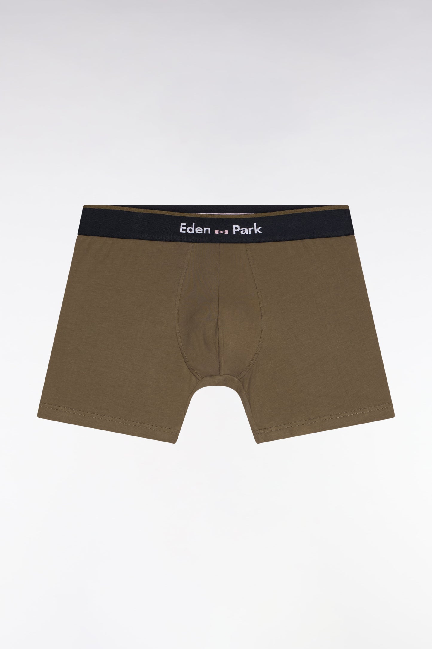 Boxer en jersey de coton kaki à bande contrastée