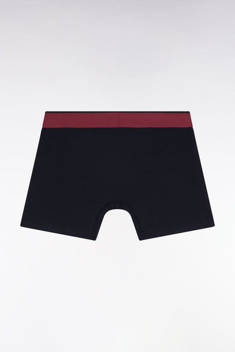 Boxer en jersey de coton colorblock marine et bordeaux - Image 2