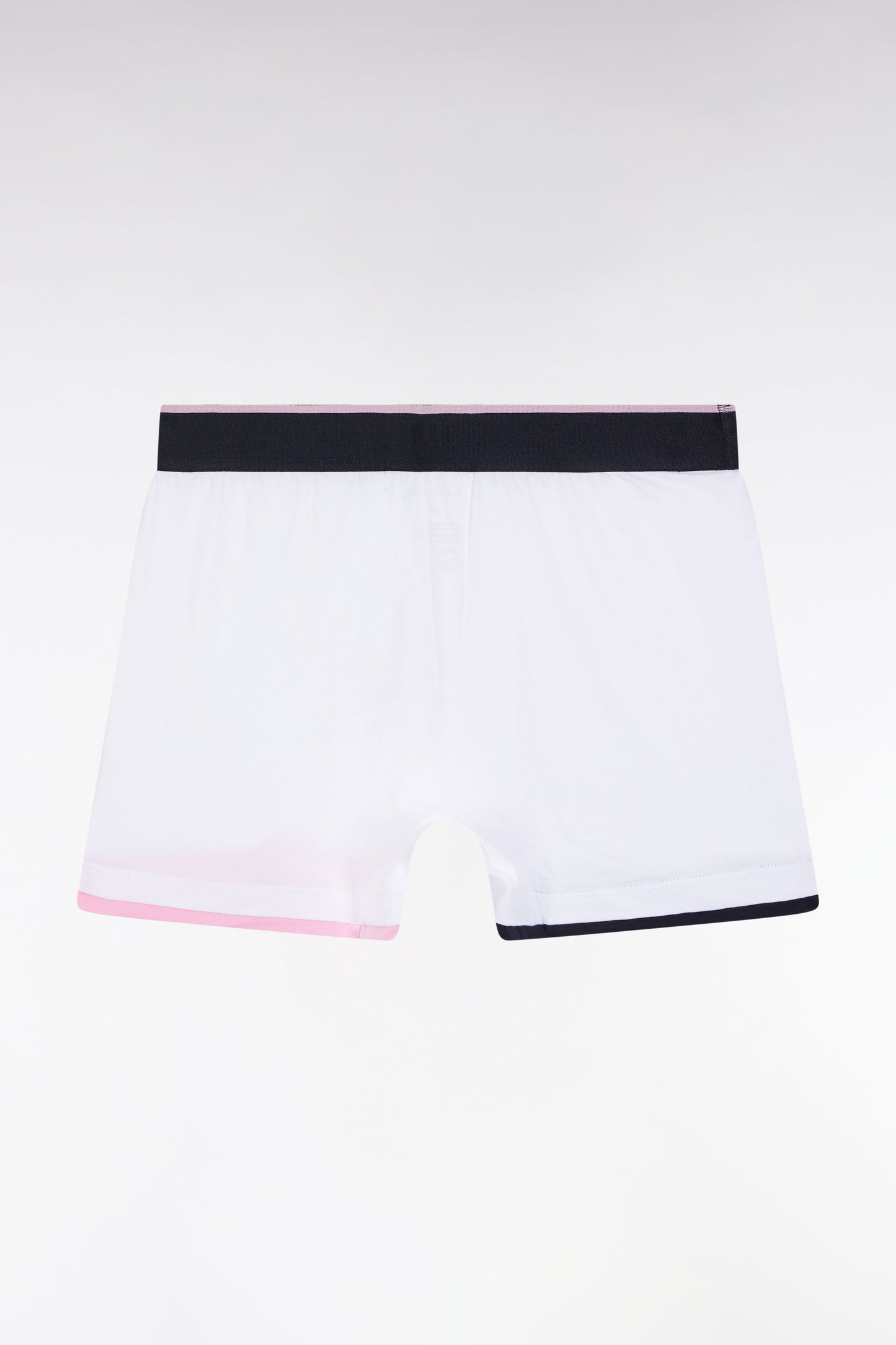 Boxer en jersey de coton blanc à finitions rayées