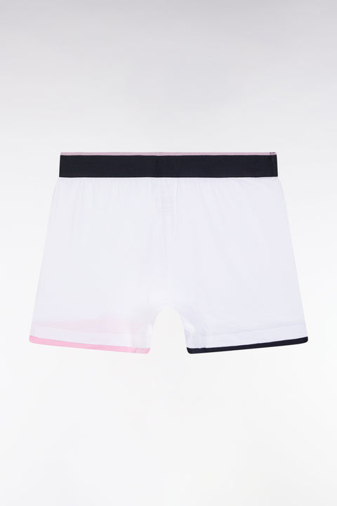 Boxer en jersey de coton blanc à finitions rayées - Image 2