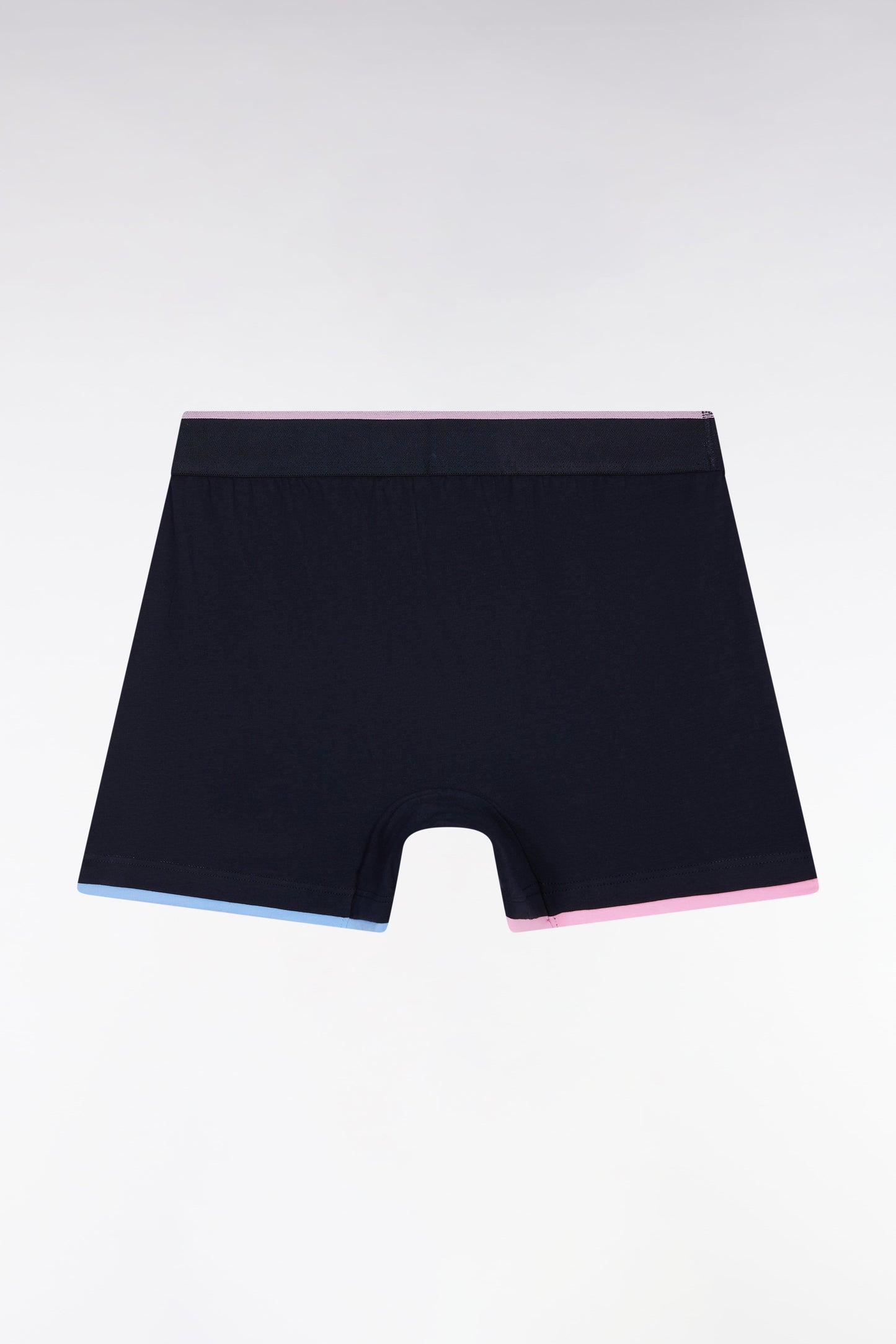 Boxer en jersey de coton marine à finitions rayées