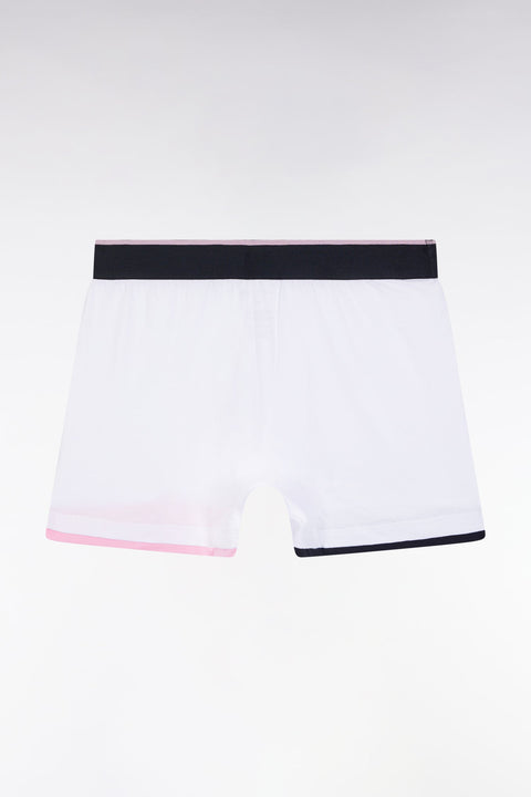 Boxer en jersey de coton blanc à finitions rayées - Image 3