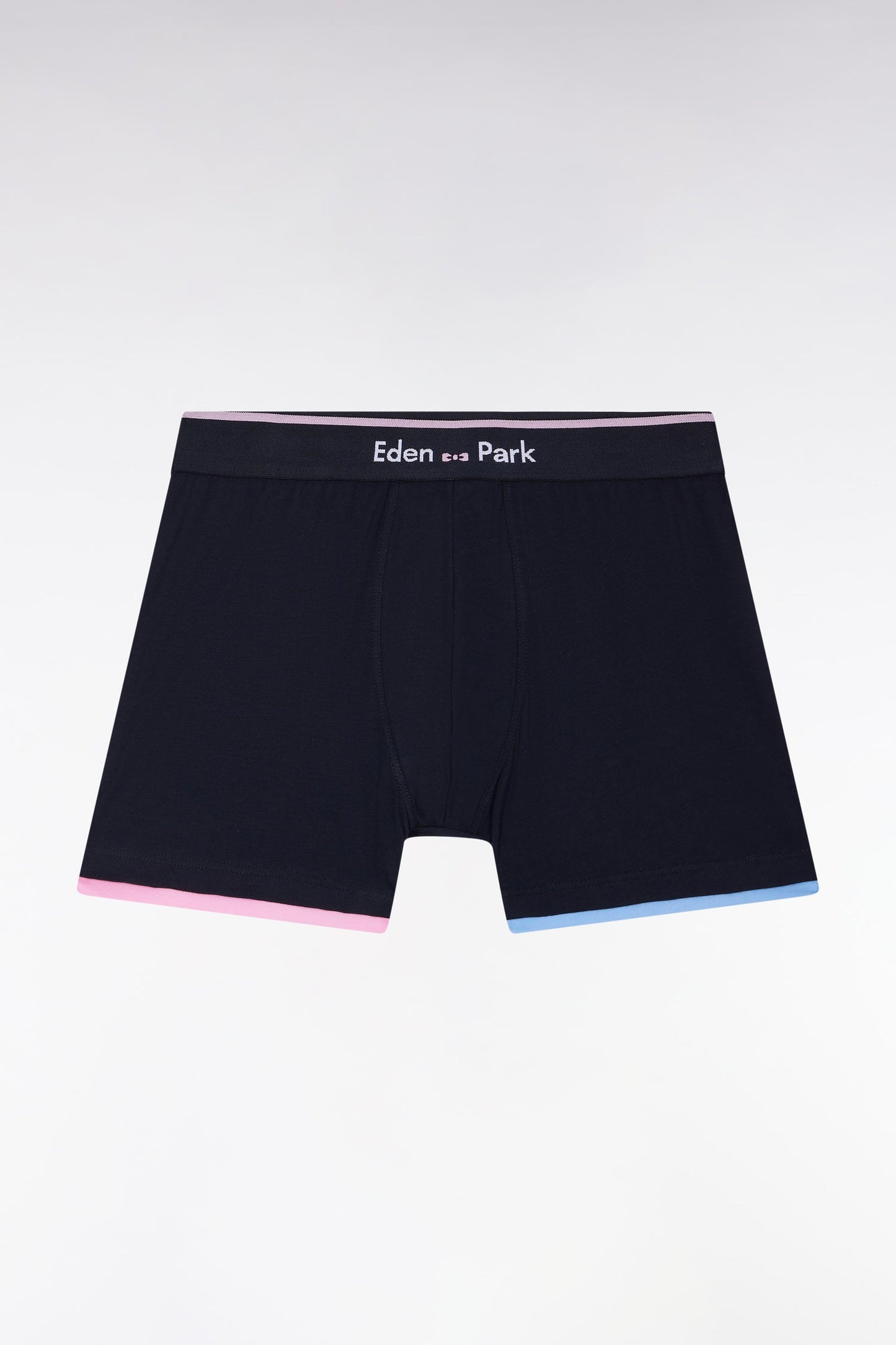 Boxer en jersey de coton marine à finitions rayées