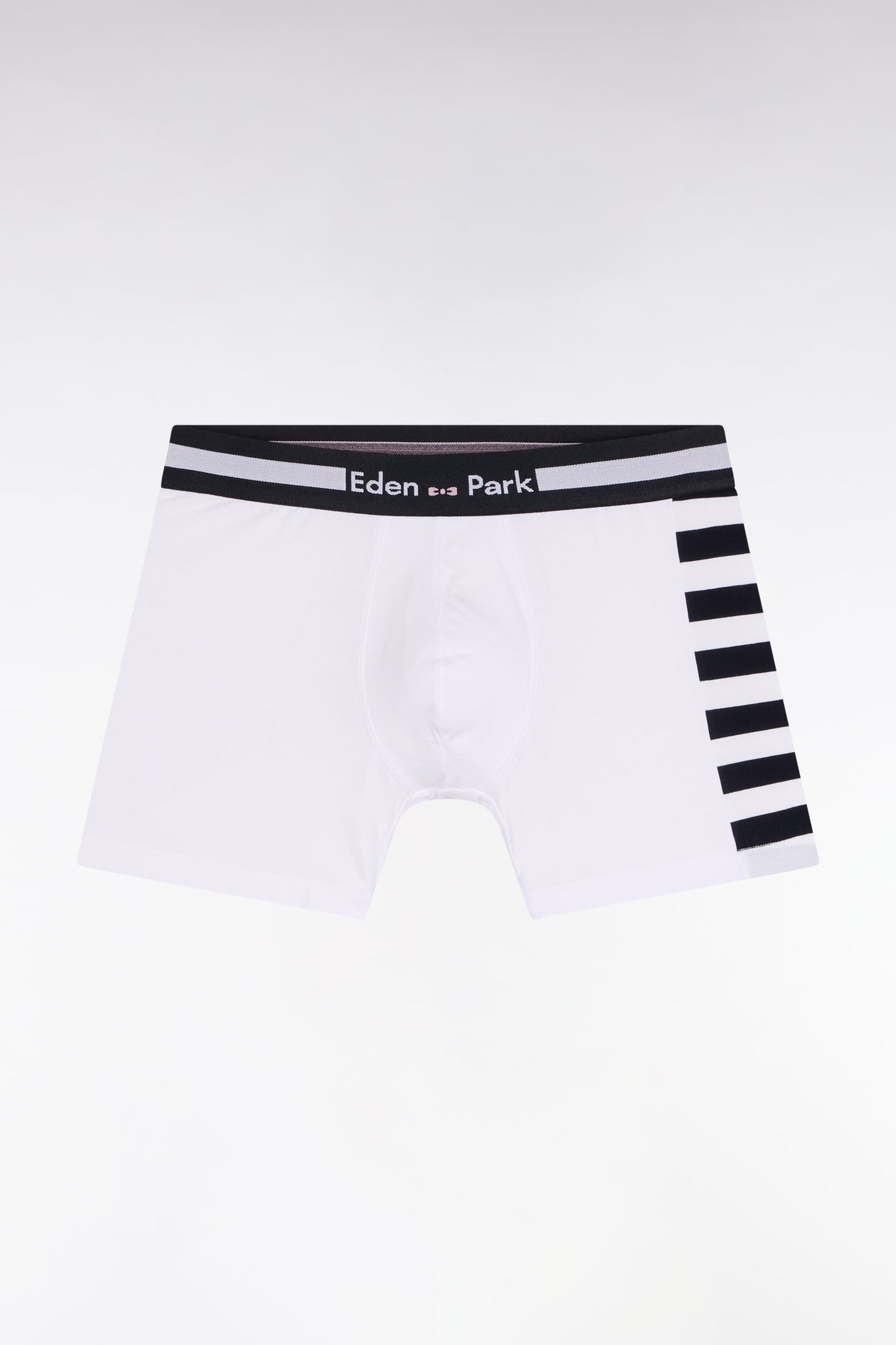 Boxer en jersey de coton blanc à détail rayé
