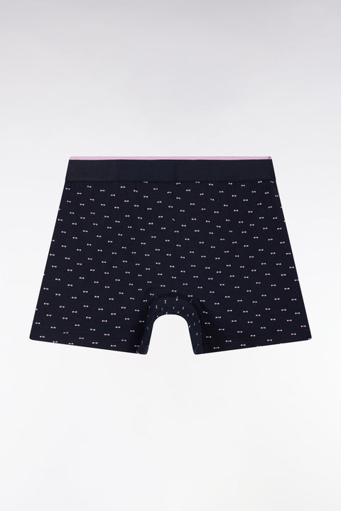 Boxer en jersey de coton micro-motifs nœuds papillon marine - Image 3