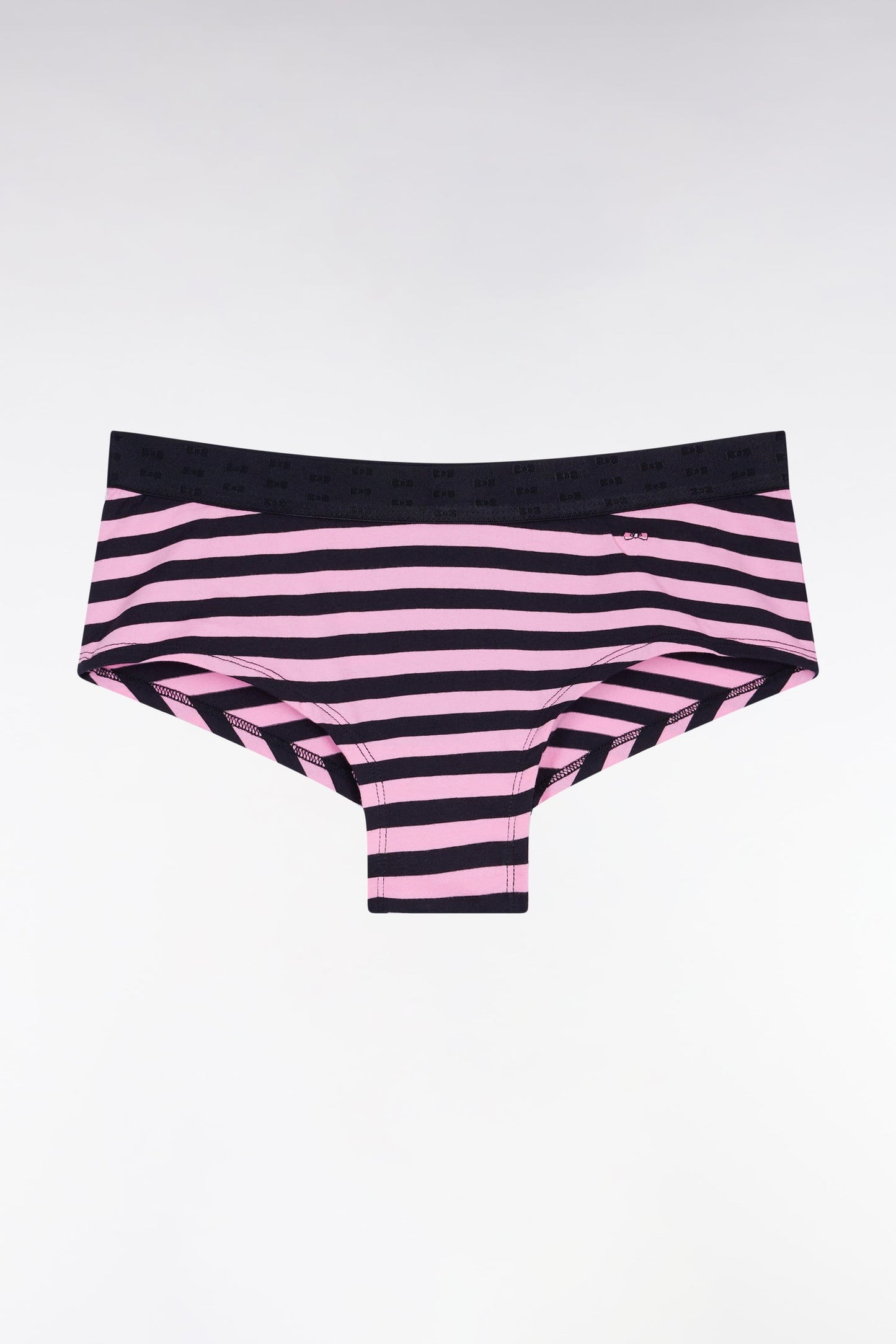 Culotte shorty en jersey stretch rayée marine et rose