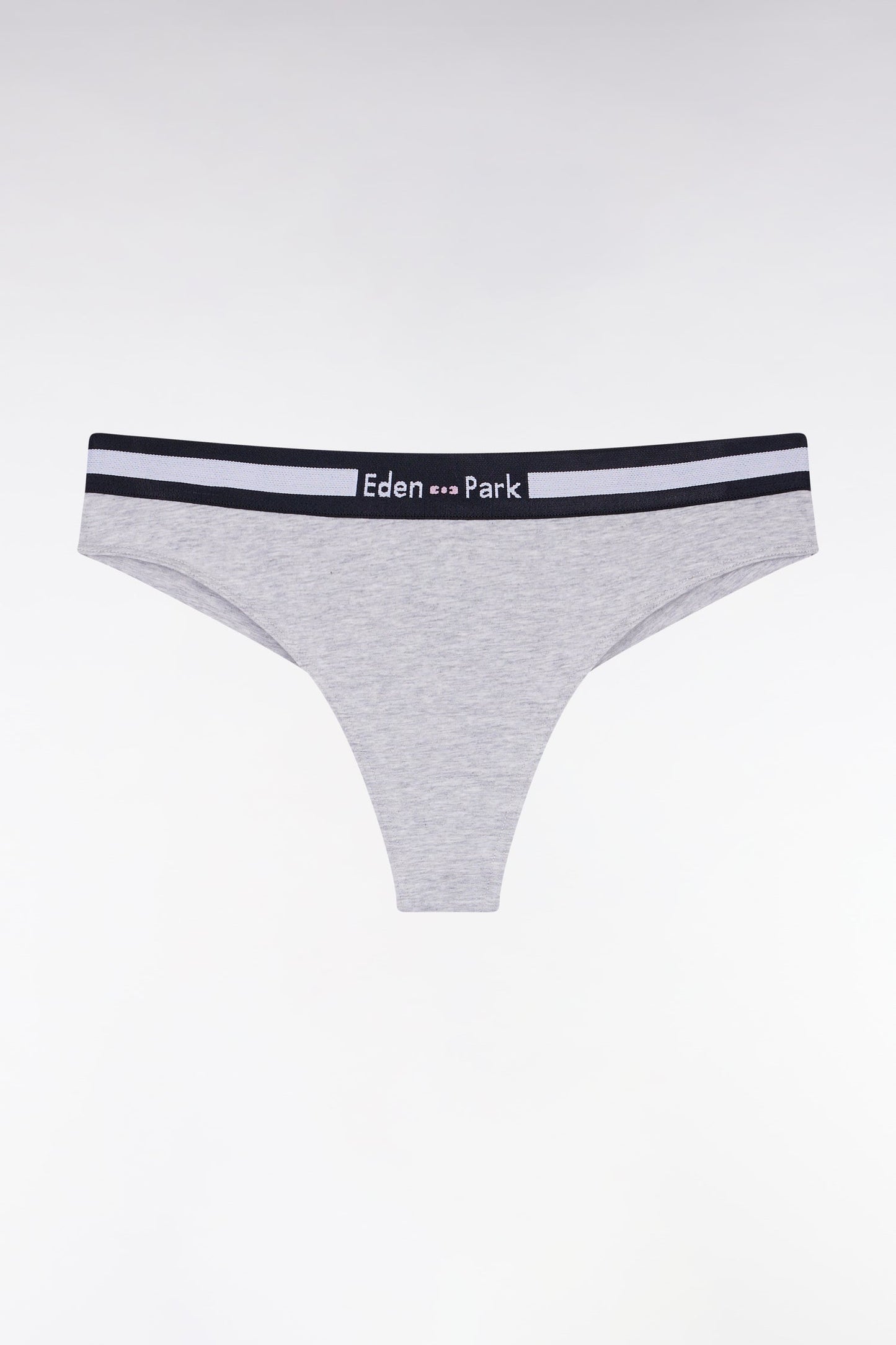 Culotte tanga en jersey stretch gris à logo