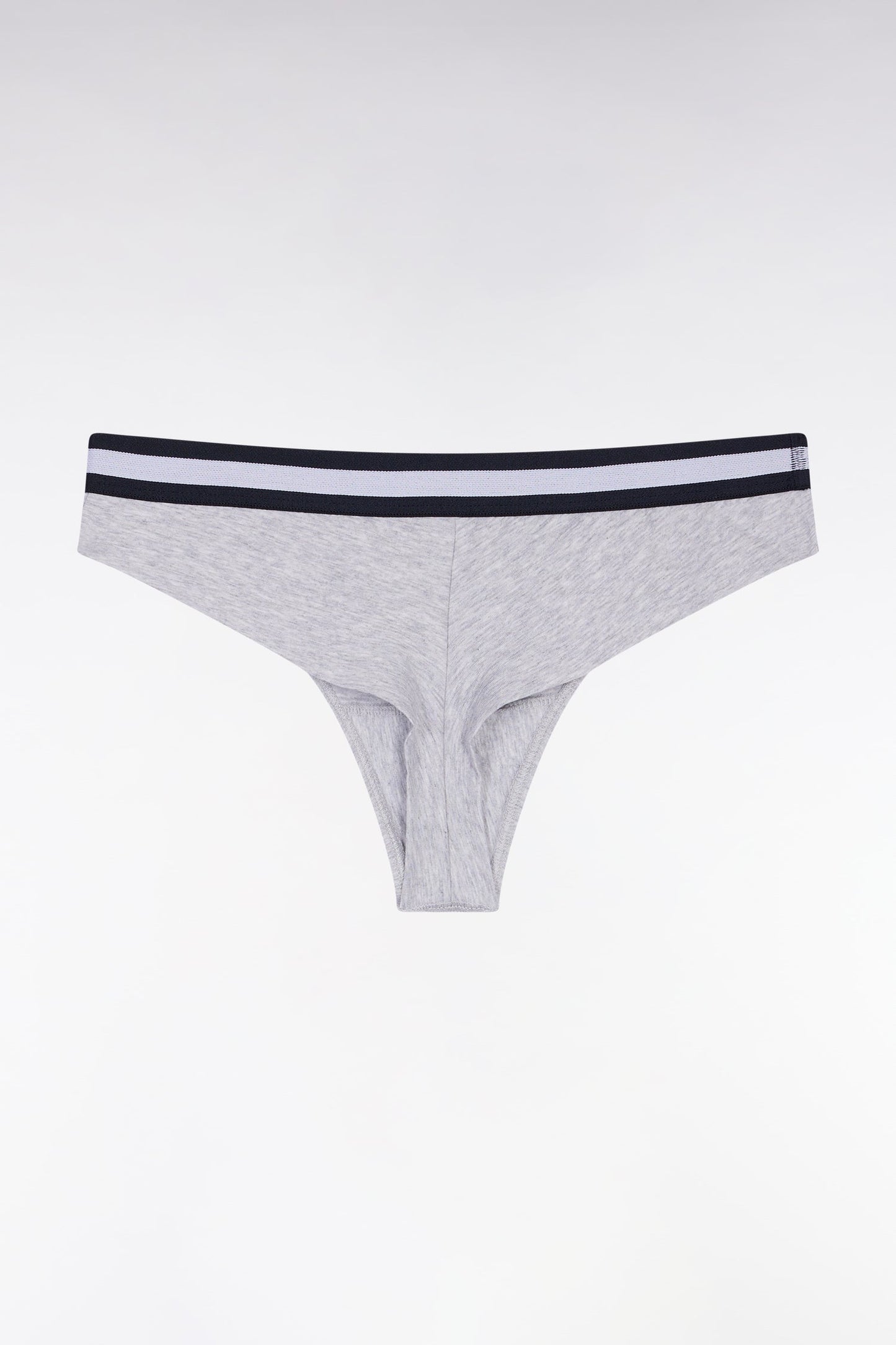 Culotte tanga en jersey stretch gris à logo