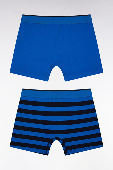 Lot de deux boxers en jersey de coton stretch bleu - Image 2