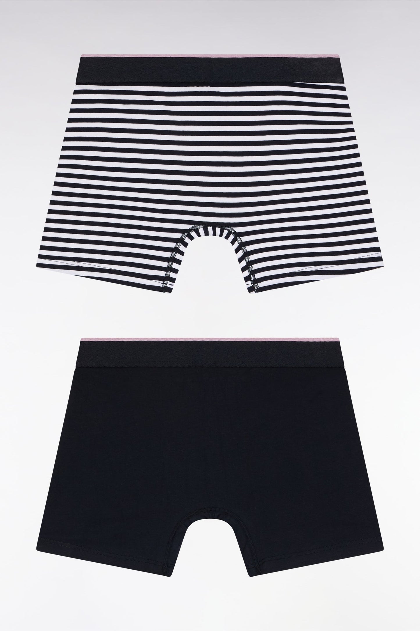 Lot de deux boxers en jersey de coton stretch marine et rayé
