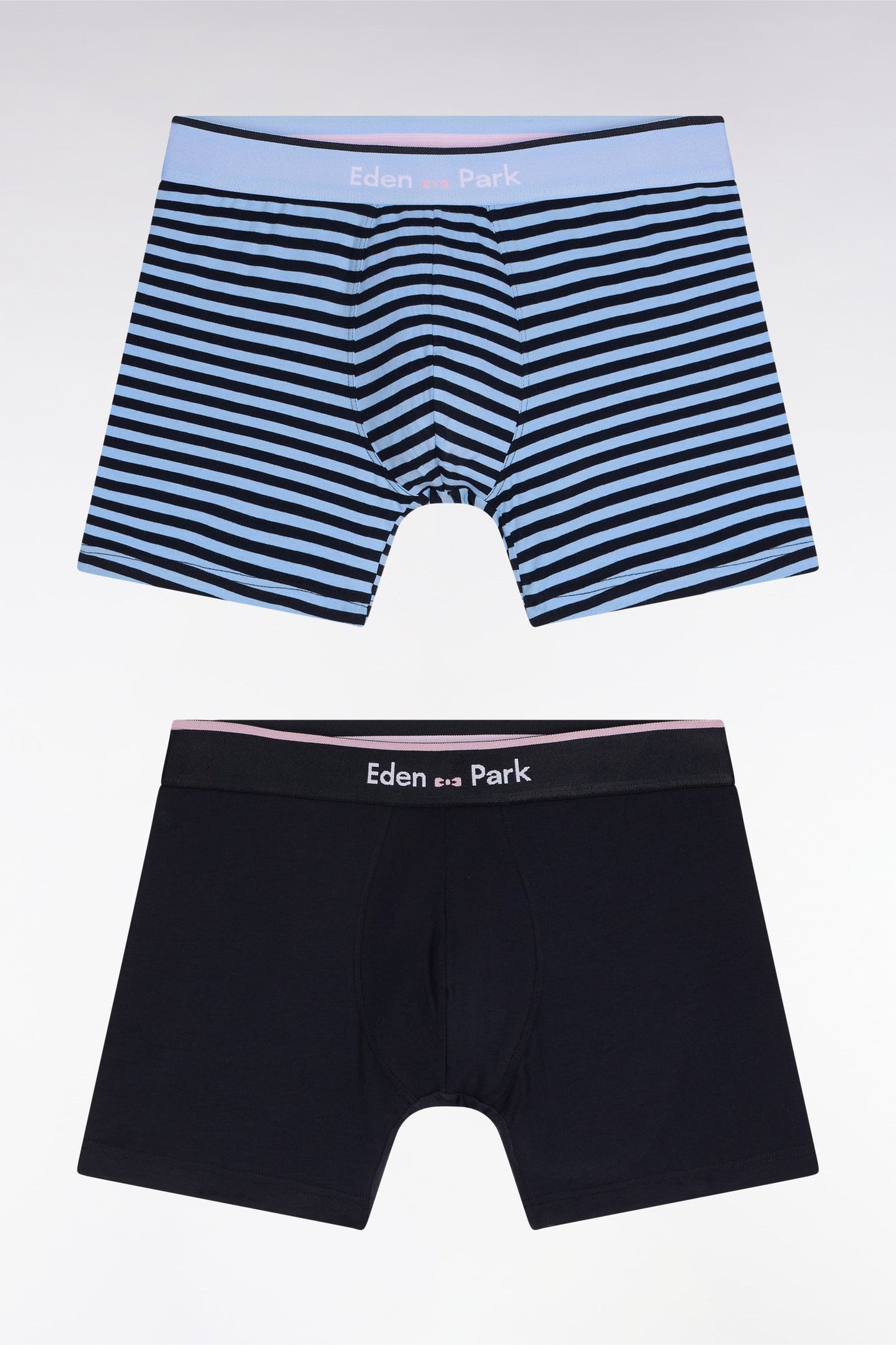 Lot de deux boxers en jersey de coton stretch marine et ciel