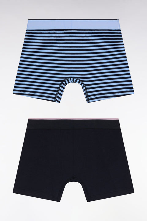 Lot de deux boxers en jersey de coton stretch marine et ciel - Image 2