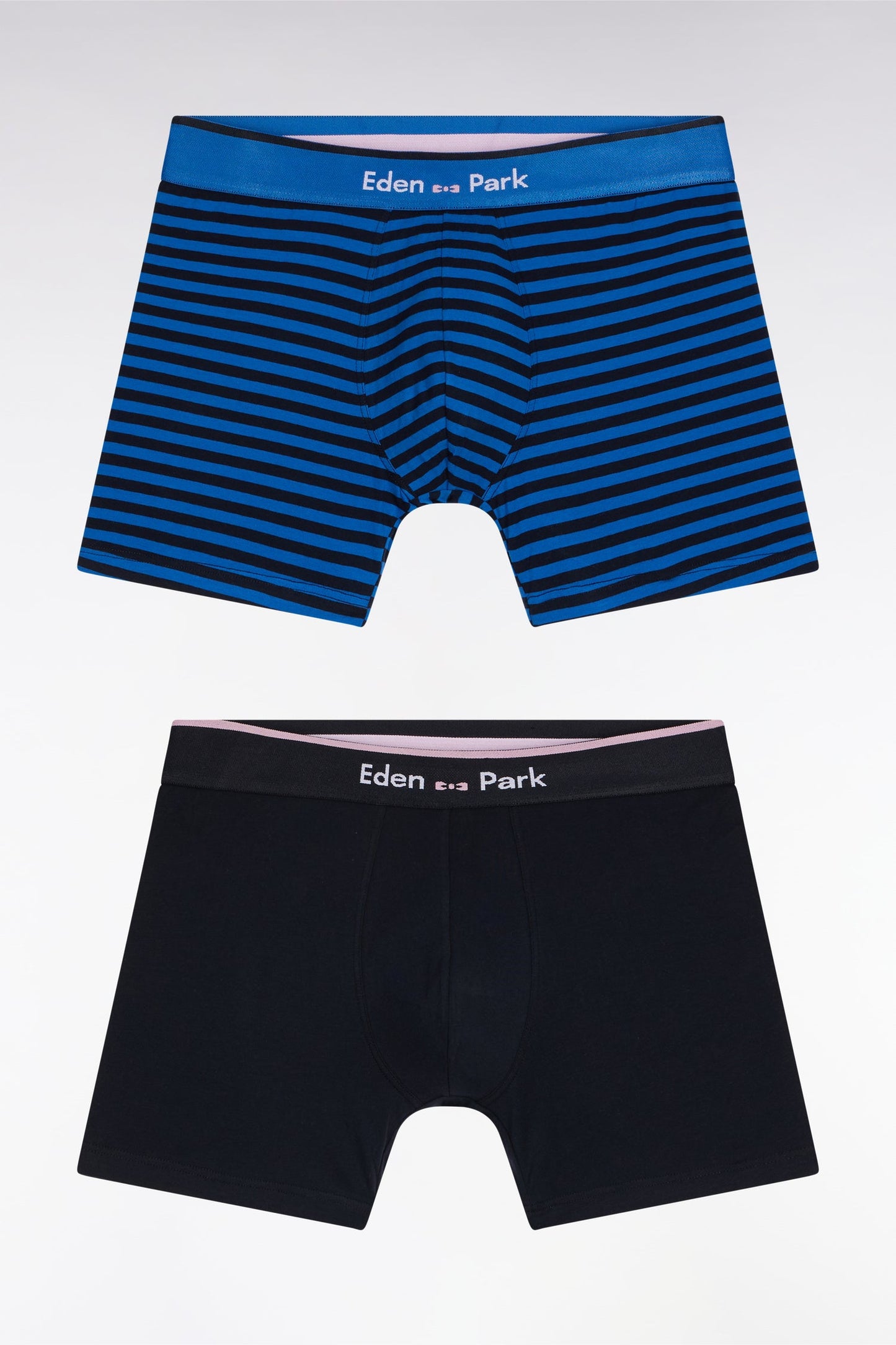 Lot de deux boxers en jersey de coton stretch marine et bleu