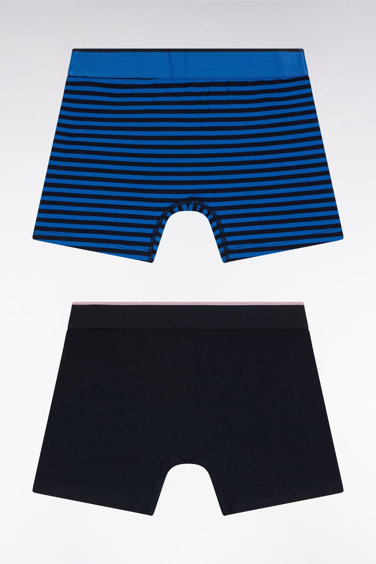 Lot de deux boxers en jersey de coton stretch marine et bleu
