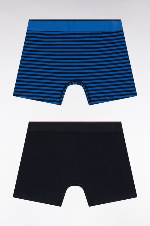Lot de deux boxers en jersey de coton stretch marine et bleu - Image 2