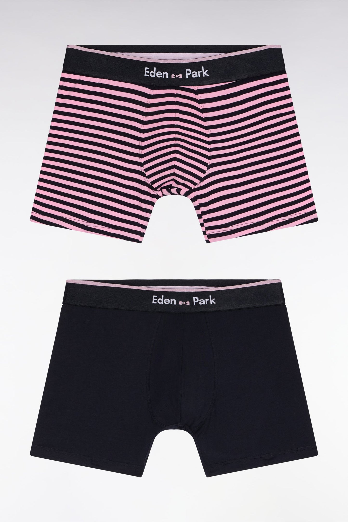 Lot de deux boxers en jersey de coton stretch marine et rose
