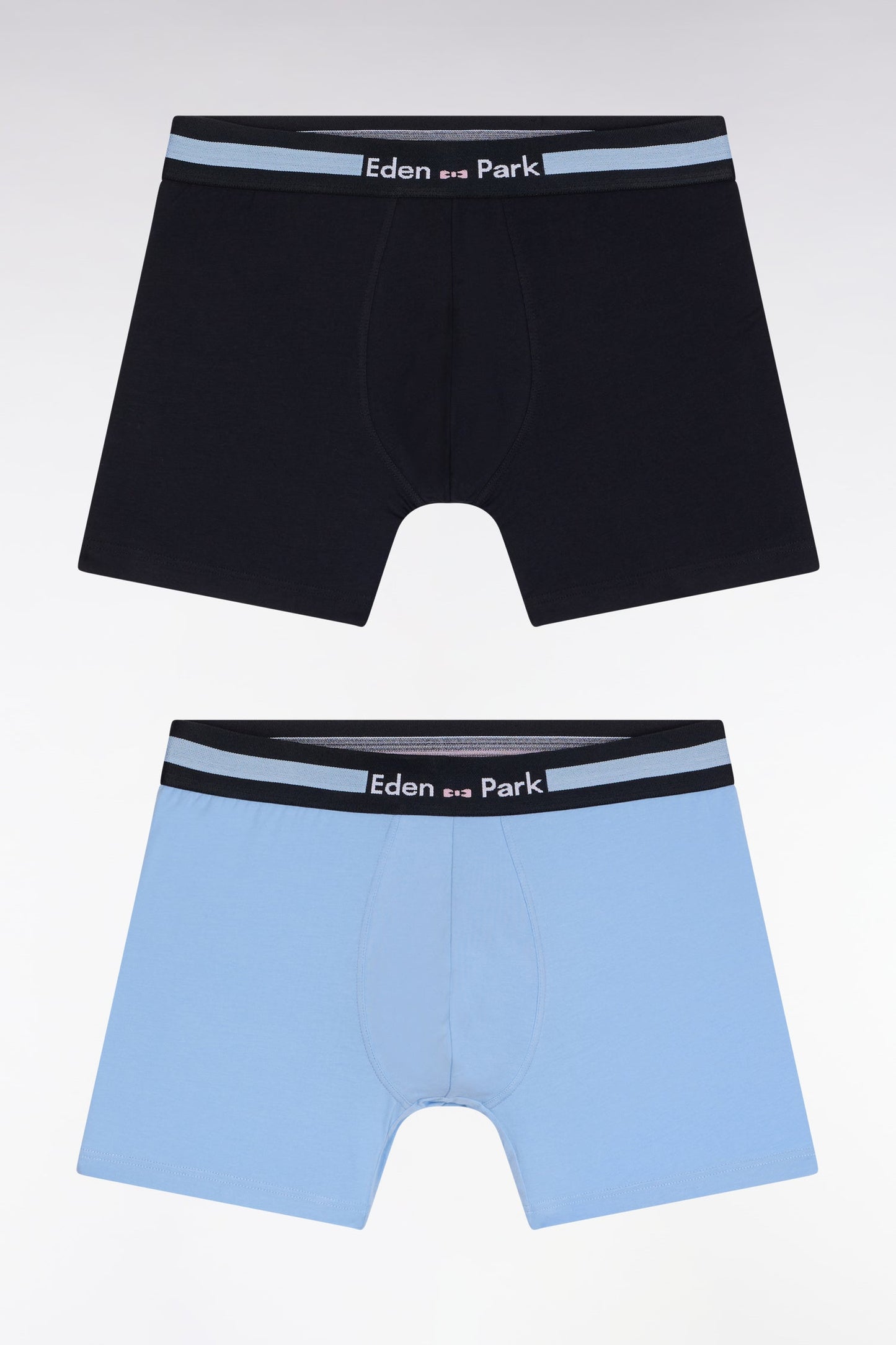 Lot de deux boxers en jersey de coton stretch marine et ciel