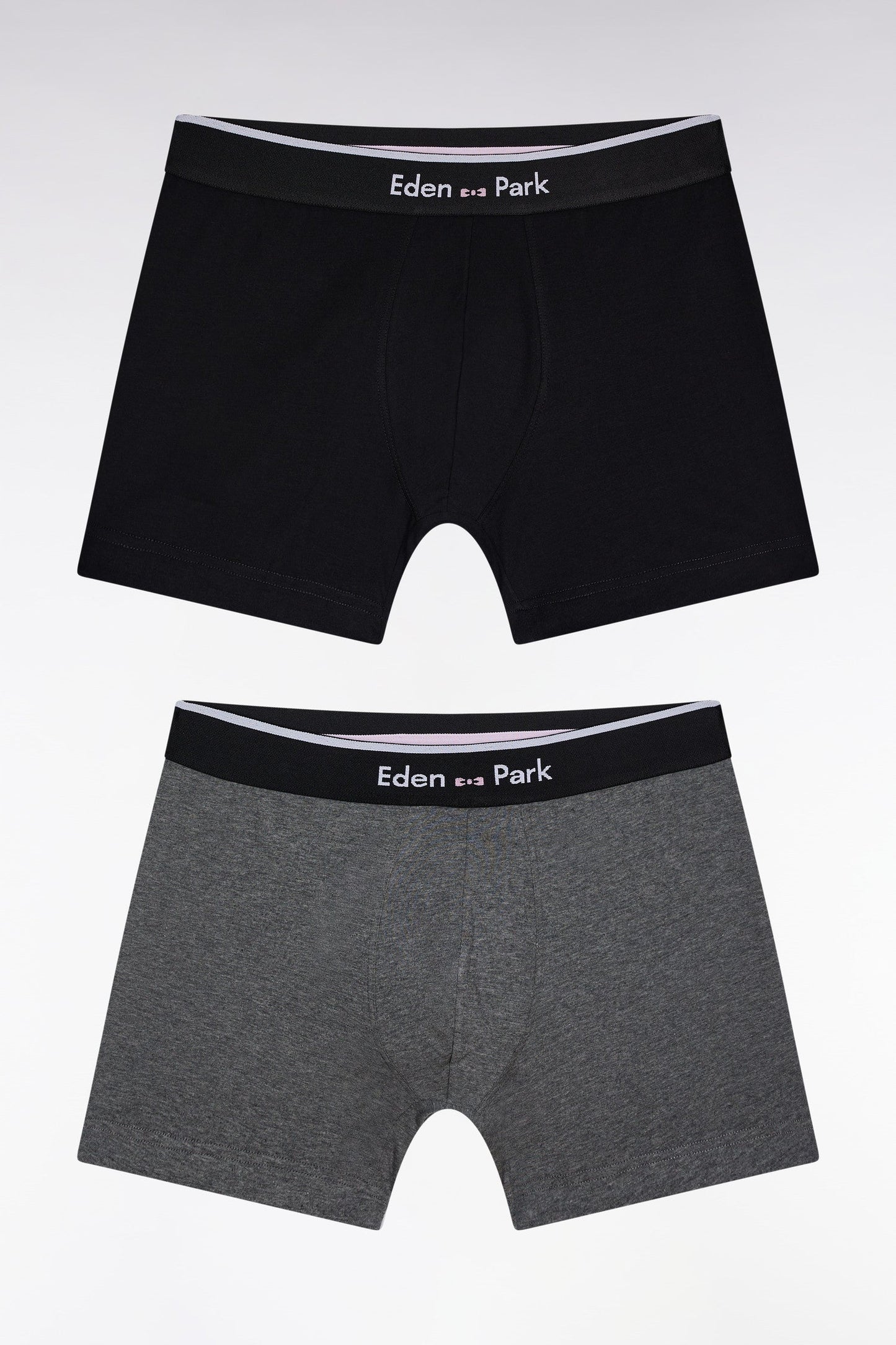 Lot de deux boxers en jersey de coton stretch noir et gris