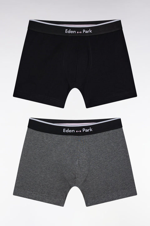 Lot de deux boxers en jersey de coton stretch noir et gris - Image 1