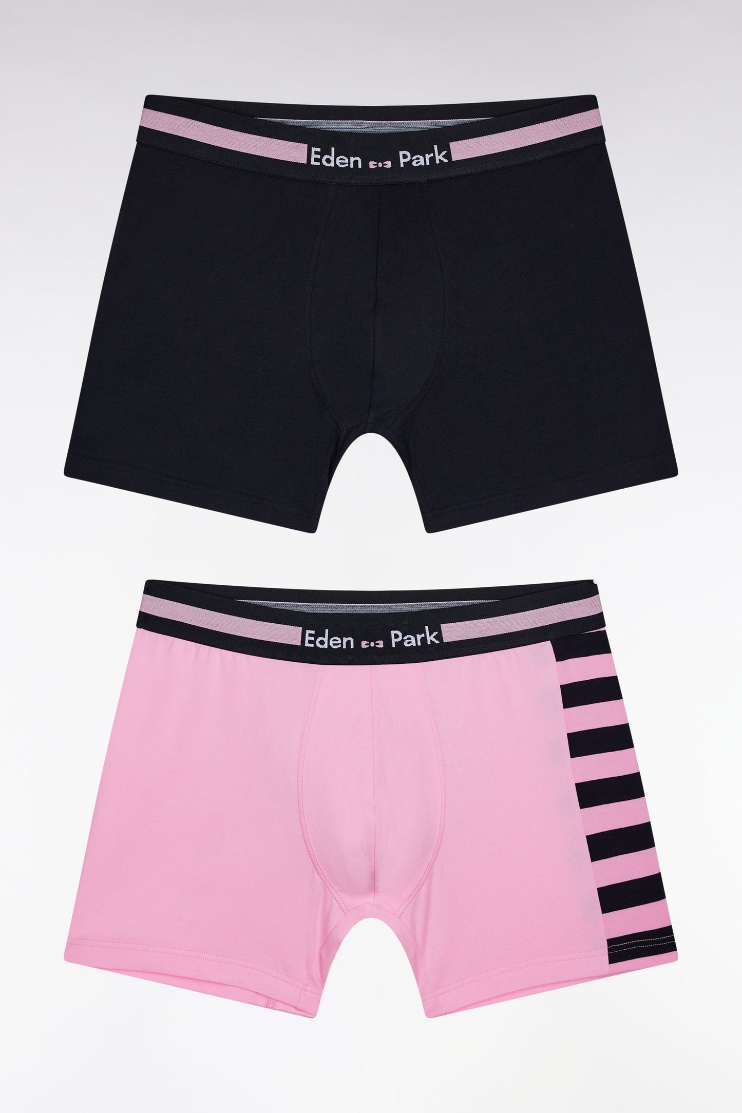 Lot de deux boxers en jersey de coton stretch à rayures rose et marine