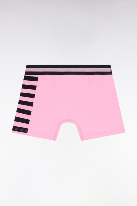 Lot de deux boxers en jersey de coton stretch à rayures rose et marine - Image 3