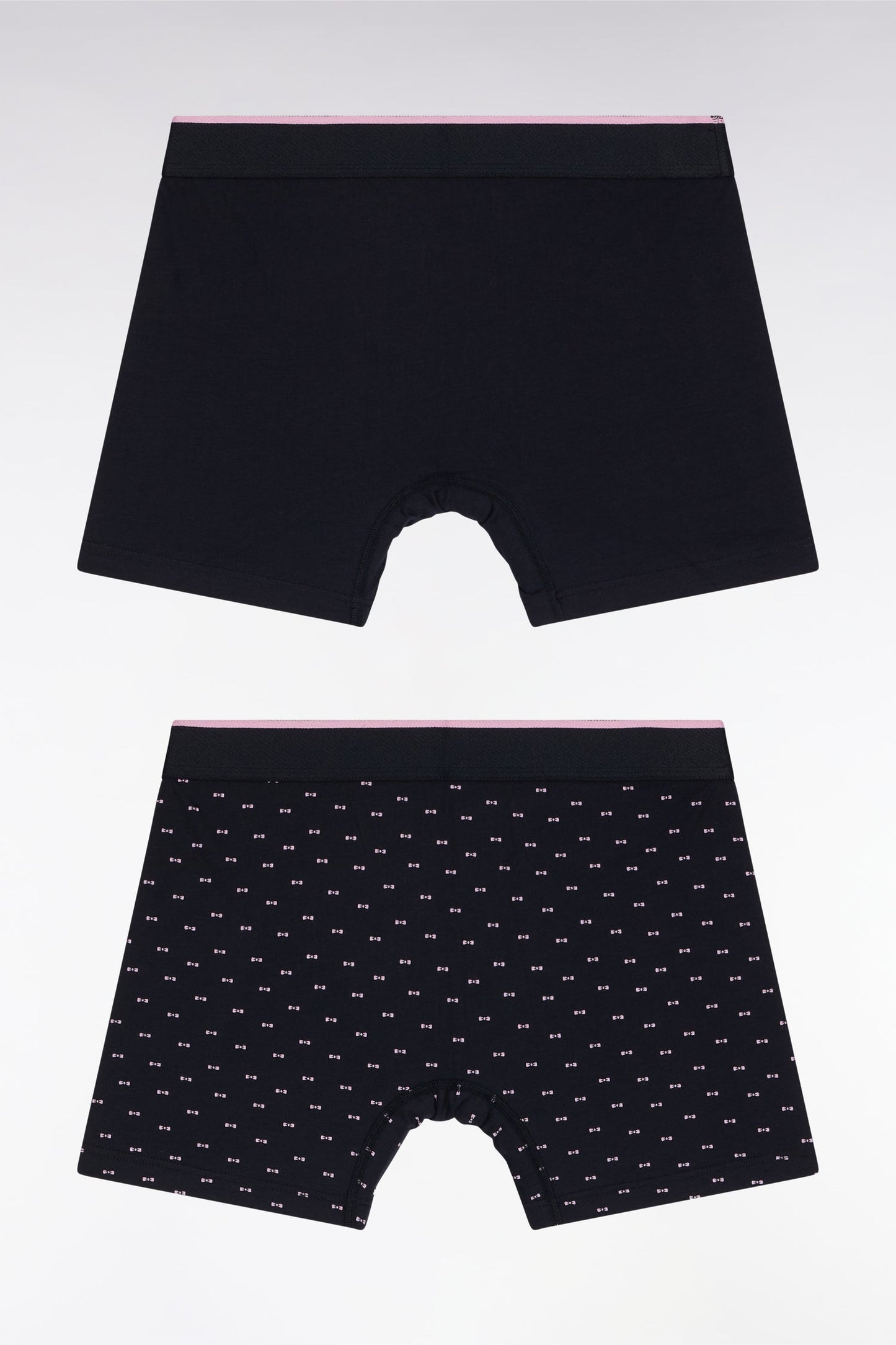 Lot de deux boxers en jersey de coton stretch uni et micro-motifs marine
