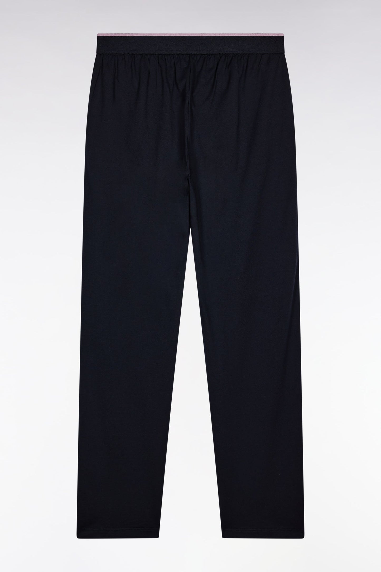 Pyjama long en jersey de coton uni noir et gris passepoils noirs