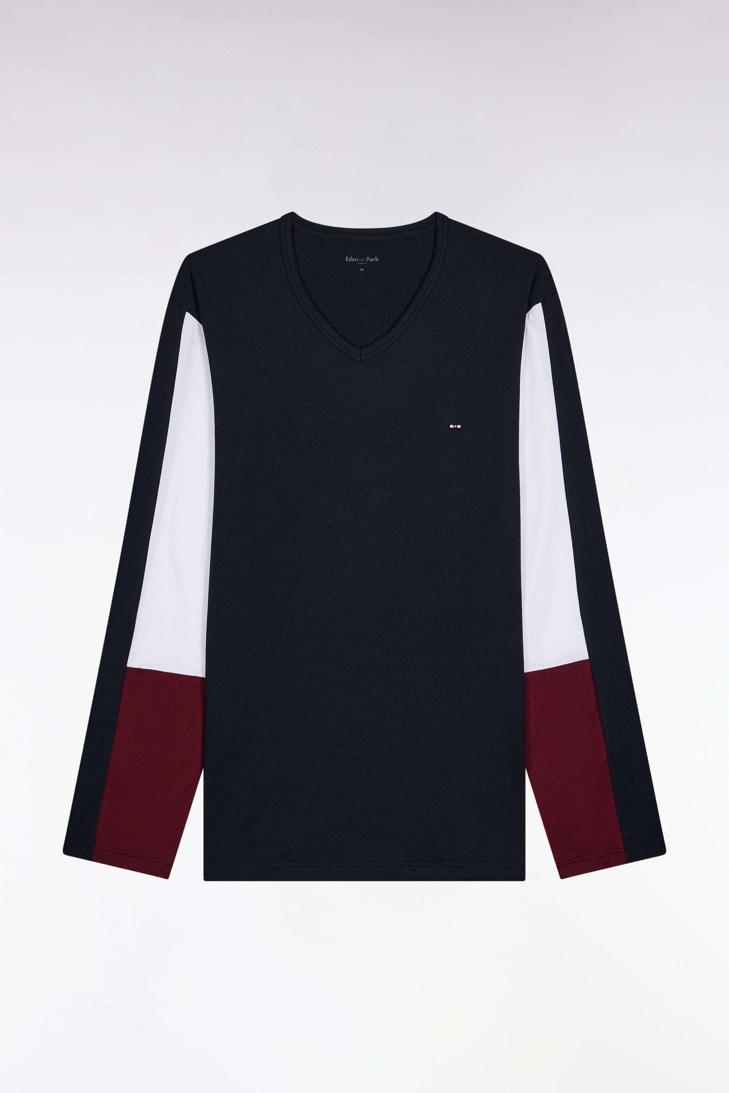 Pyjama long en jersey de coton colorblock bordeaux