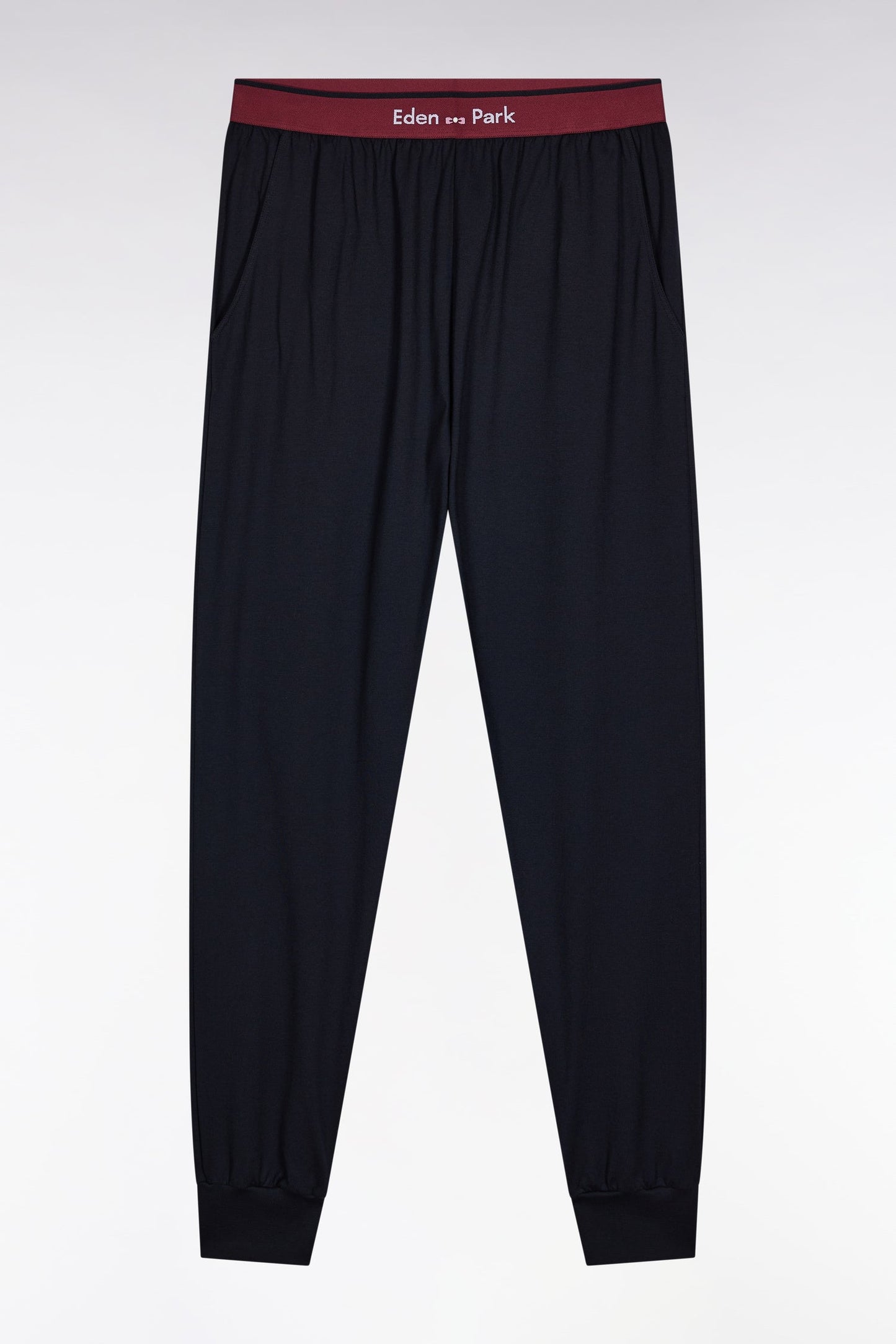 Pyjama long en jersey de coton colorblock bordeaux