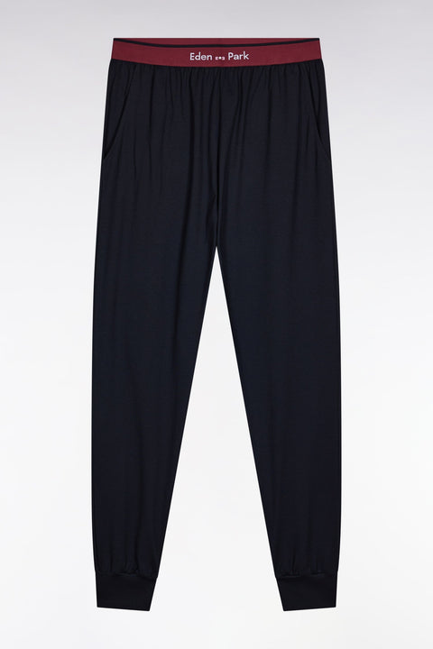 Pyjama long en jersey de coton colorblock bordeaux - Image 2