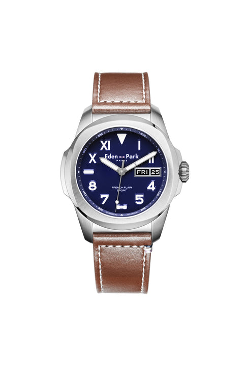 Montre à quartz Jour Date Bleue - Image 1