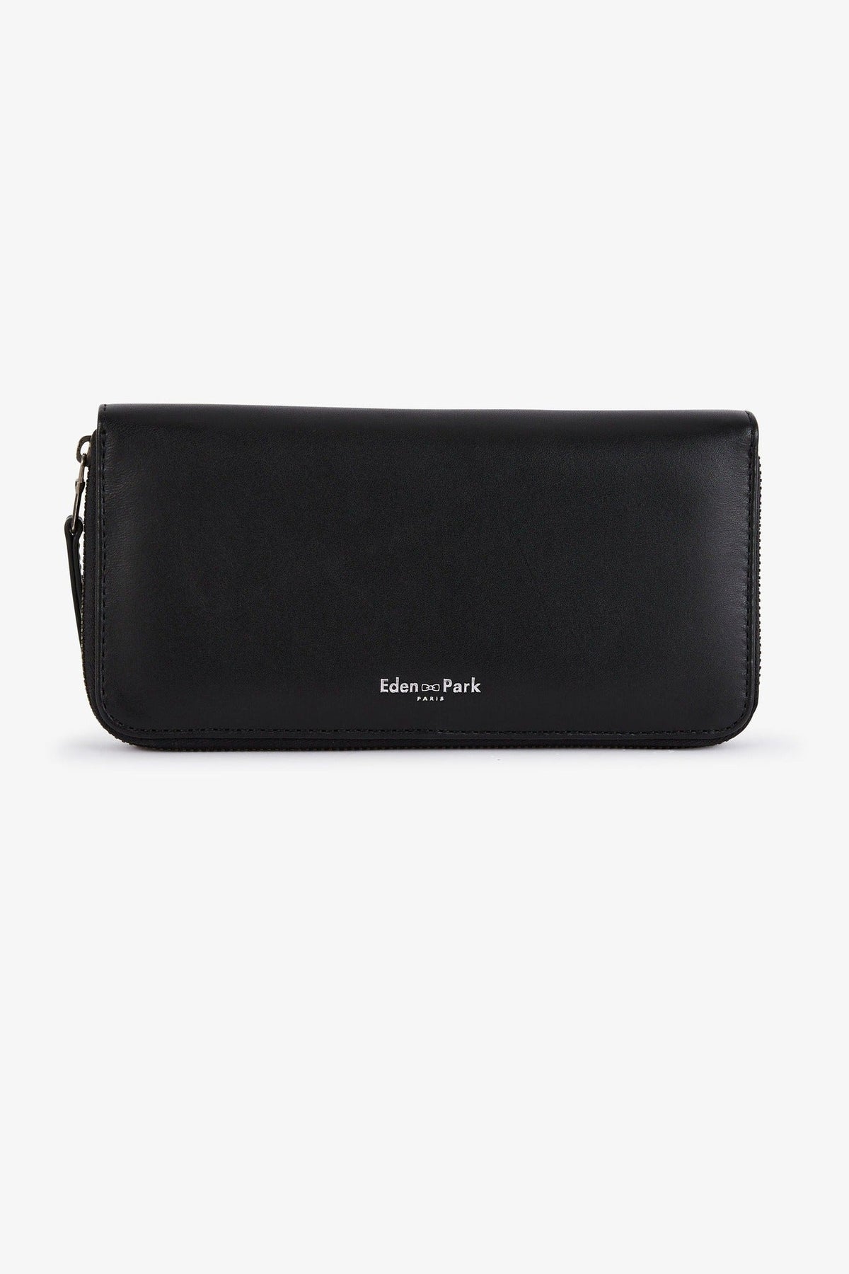 Portefeuille noir rectangulaire en cuir