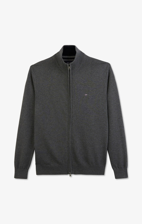 Cardigan gris zippé en coton - Image 2