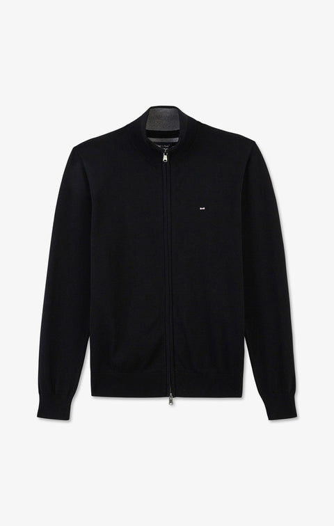 Cardigan noir zippé en coton - Image 2