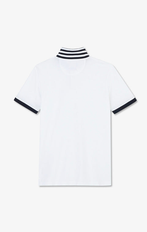 Polo blanc en coton pima avec détails contrastés - Image 2