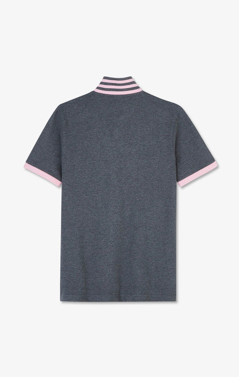 Polo gris en coton pima avec détails contrastés - Image 2