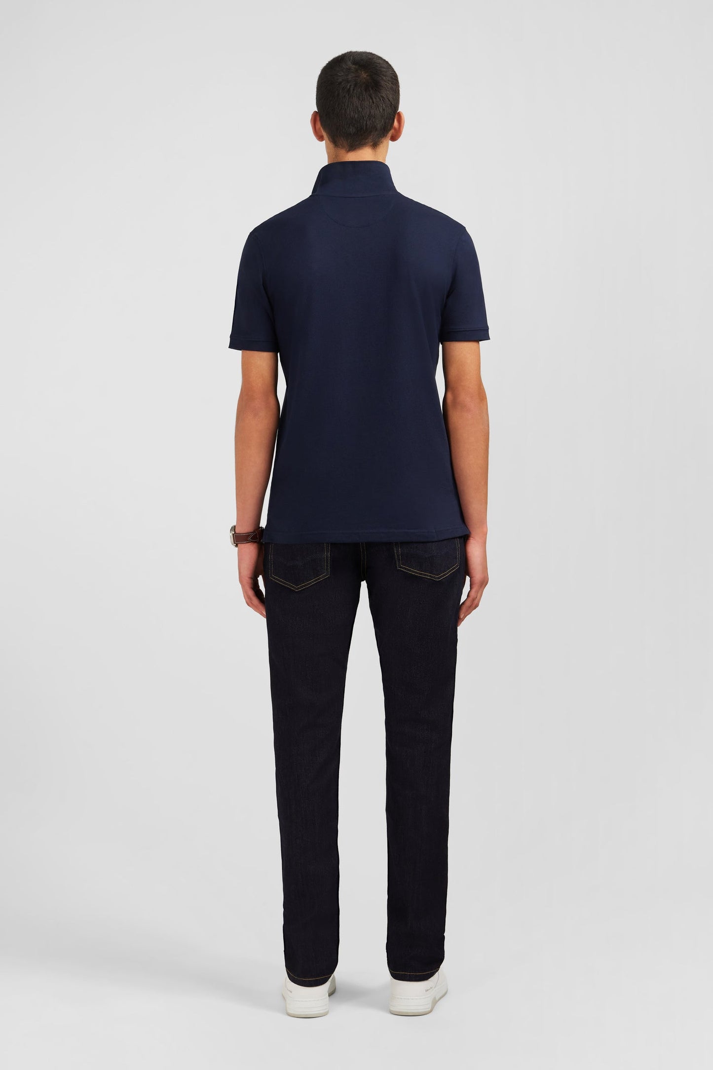 Polo bleu marine en coton pima stretch