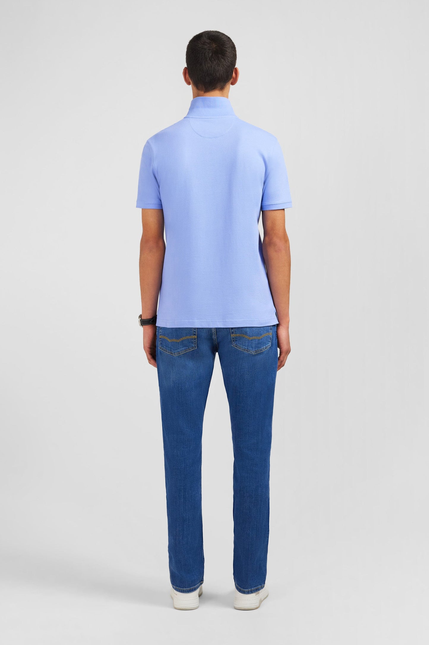 Polo bleu en coton pima stretch