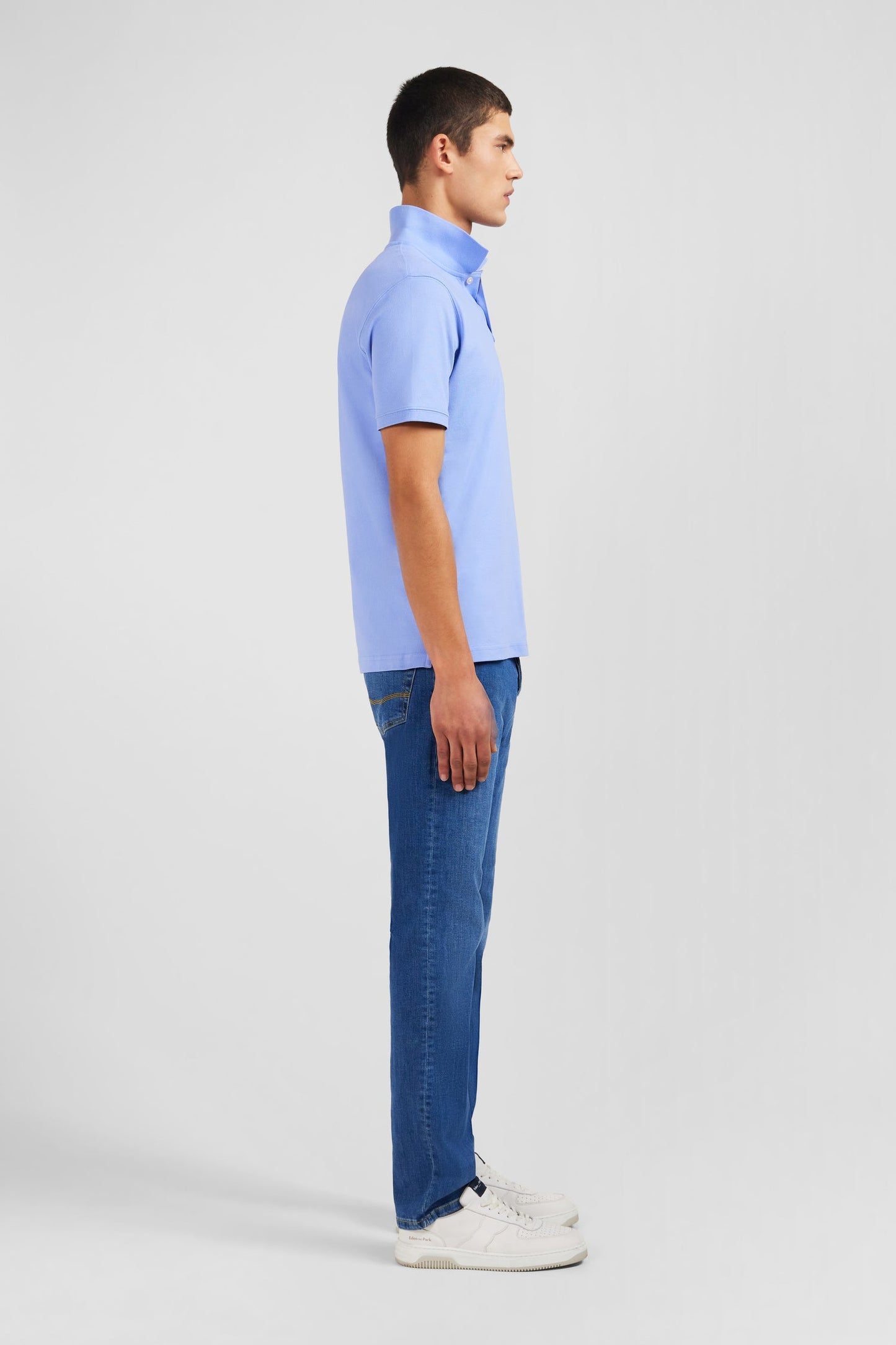 Polo bleu en coton pima stretch