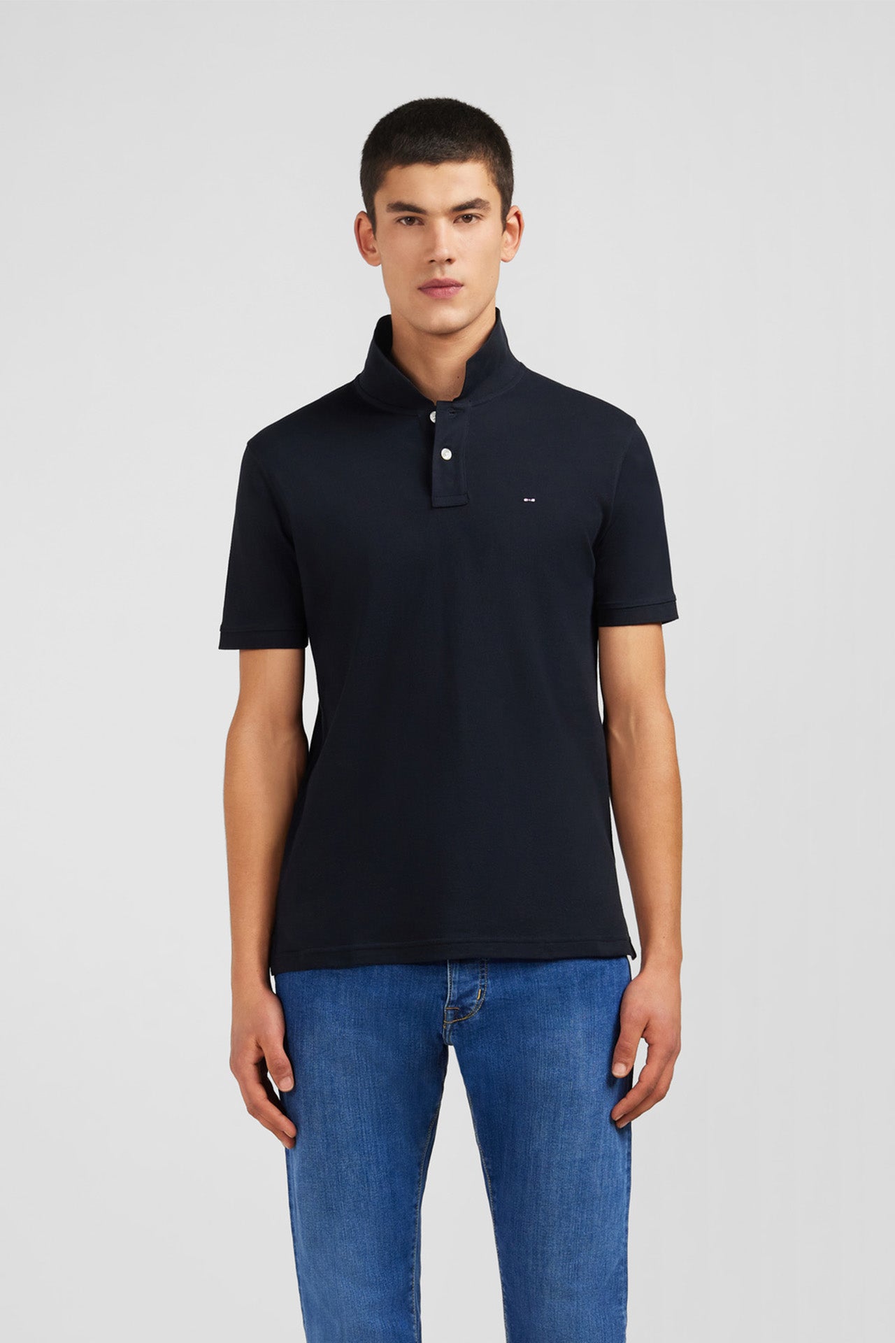Polo noir en coton pima stretch