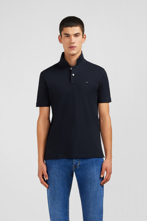 Polo noir en coton pima stretch - Image 1