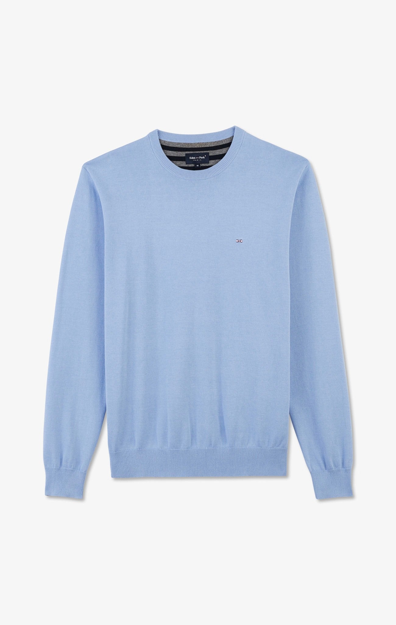 Pull bleu à col rond en coton