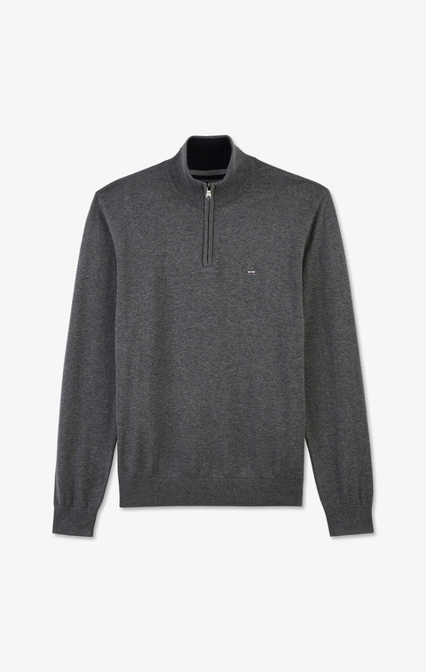 Pull gris à col camionneur en coton - Image 2
