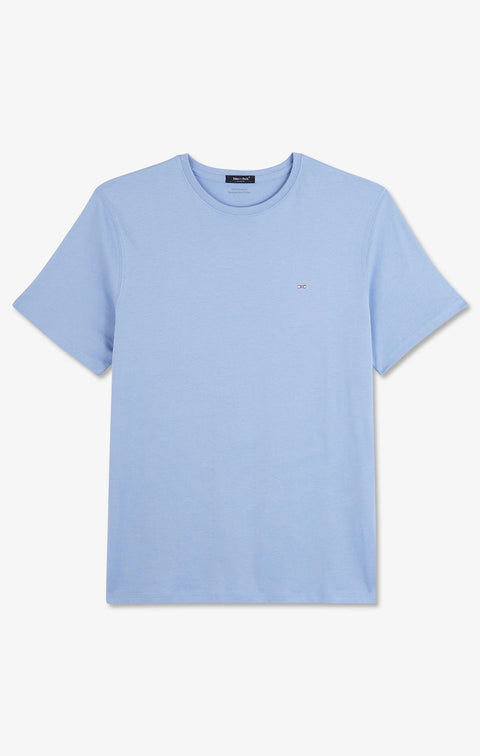 T-shirt bleu col rond à manches courtes - Image 2