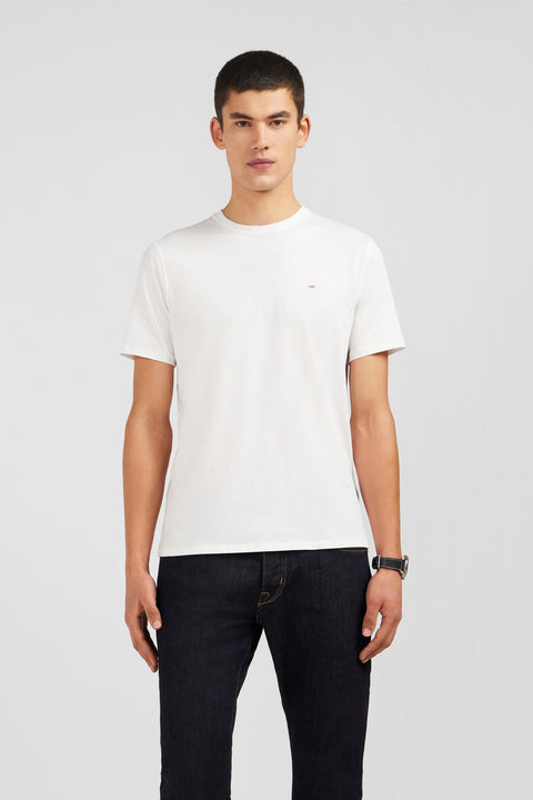 T-shirt blanc col rond à manches courtes - Image 1
