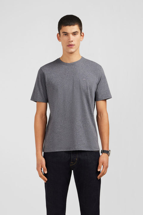 T-shirt gris col rond à manches courtes - Image 1